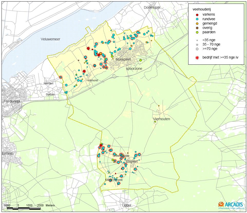 BIJLAGE Aantal bedrijven en NGE s in Nunspeet Op basis van het Web-BVB (Bestand Veehouderij Bedrijven) van de provincie Gelderland is de actueel verunde