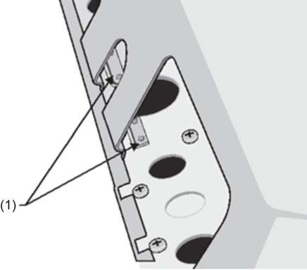 Hoofdstuk 2: Installatie en montage Afbeelding 13: De uitgespaarde lip aan de bovenzijde van het voordeksel vasthaken (1) Beschermrails Elektrische installatie Alle elektrische verbindingen (stroom