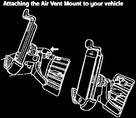 Breng de luchtventilatiebevestiging naar beneden en laat uw vinger los om de luchtventilatiebevestiging vast te zetten. OPMERKING: De ventilatieopening in ieder voertuig kan verschillen!