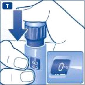 Let er bij het terugdraaien van de dosisinstelknop op dat u niet op de drukknop drukt, omdat er dan liraglutide uit de pen kan komen.