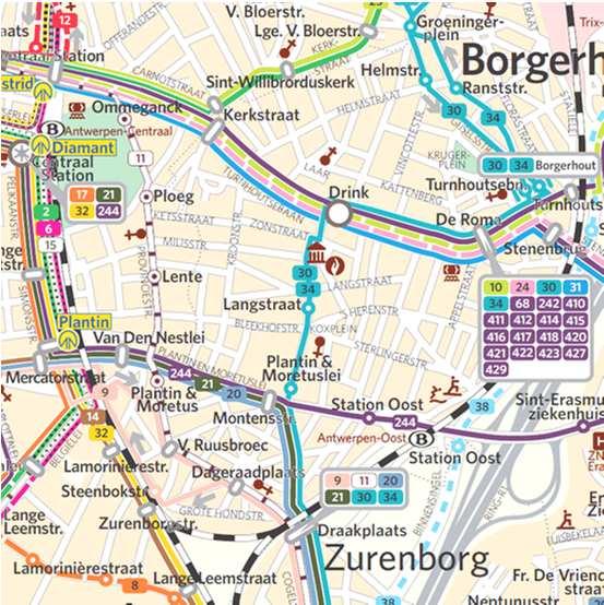 Analyse ǀ mobiliteit Openbaar vervoer - Geen openbaar vervoer door Kroonstraat - Beschikbaar binnen straal van 350m: Buslijnen