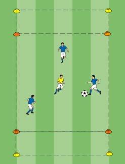 Periode 1 - Positiespel 3:1 E01.7 Drie spelers proberen in een afgebakend veld de bal in bezit te houden.