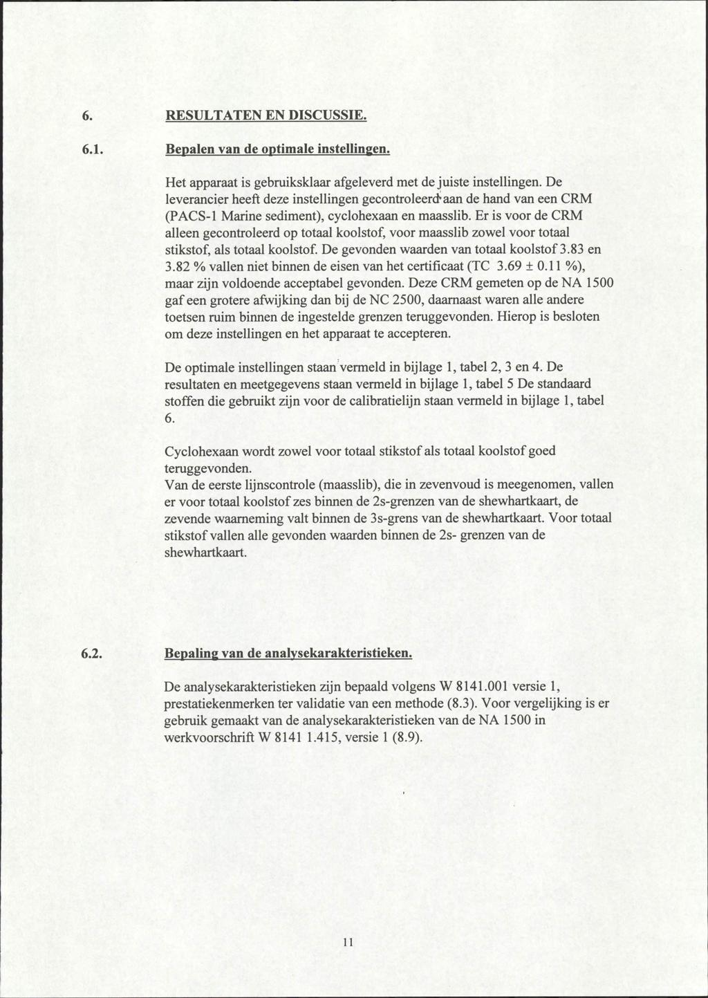 6. RESULTATEN EN DISCUSSIE. 6.1. Bepalen van de optimale instellingen. Het apparaat is gebruiksklaar afgeleverd met de juiste instellingen.