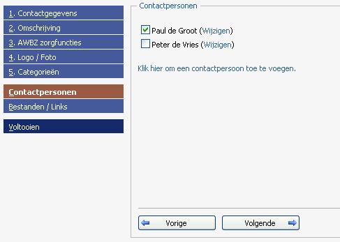 Afbeelding 18, overzicht contactpersonen bij Algemene informatie 6.