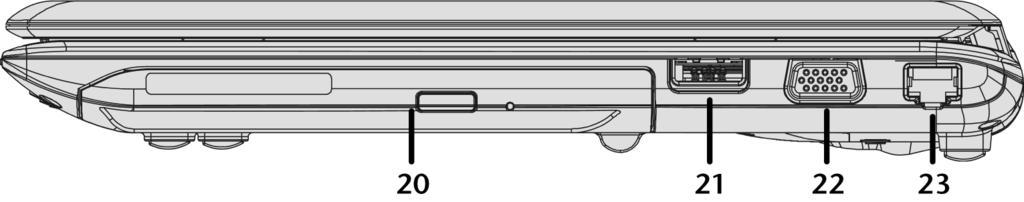 Rechterkant (vergelijkbare afbeelding) 20 - Optische drive...( blz. 43) 21 - USB 2.0 poort.