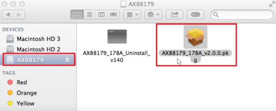 II-2. Mac OS Driver-installatie 1. Klik op AX88179_178A.