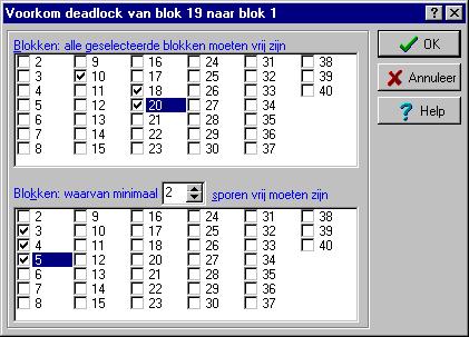 2015 PaHaSOFT Koploper 8.7 Pagina 144 van 417 rijden. Blokeigenschappen (voorkom deadlock) Dit aanvullende venster kan worden gebruikt vanuit blokeigenschappen/richting»page 141.