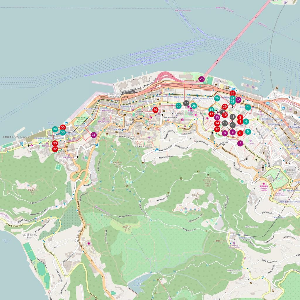 SHEUNG WAN, SAI YING PUN & KENNEDY TOWN LEGENDA >> BEZIENSWAARDIGHEDEN >> ETEN & DRINKEN >> SHOPPEN >> LEUK OM TE DOEN 1 Man Wa Lane 2 Dimsum Square 3 Brew Bros Coffee 4 Herbal Tea Shop 5 PMQ 6