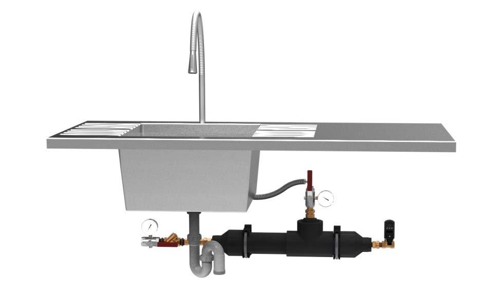 Point of Use systeem Knijpdouchefilter Het knijpdouchefilter van PB International is een zeer effectieve en eenvoudige oplossing voor schoon en veilig tapwater uit de knijpdouche.