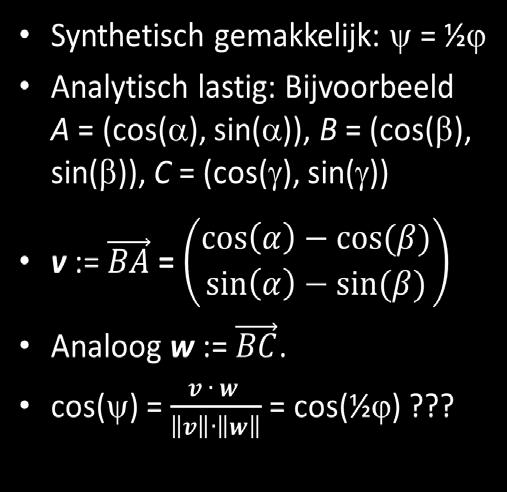 Keuze van methode doet ertoe! Gegeven ϕ, bepaal ψ.