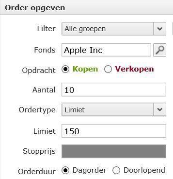 Stap 2: U besluit vervolgens zelf wat u met deze tip gaat doen. Wanneer u besluit de tip uit te voeren, geeft u via de site van uw broker de opdracht om een aankooporder uit te voeren.