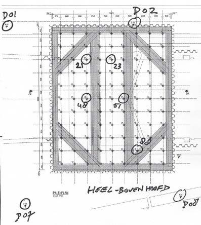 hoh-afstanden; 2,40 x 2,65 m 2 / 2,65 x 2,65 m 2 / 2,95 x 2,65 m 2 - paalpunt niveau: 9,5 m- NAP - paaldiameter: