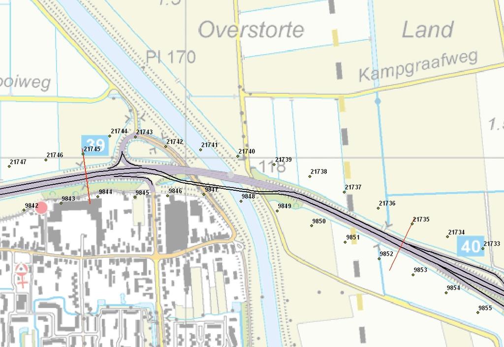 Figuur 3 Projectsituatie tijdelijk 4.3 Projectsituatie toekomstig De aanpassing betreft een vervanging van de brug over het Drongelens kanaal en aanpassing van snelheid van 70 km/uur naar 100 km/uur.