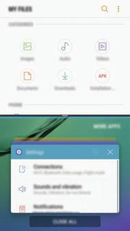 Basisfuncties Weergave met gesplitst scherm 1 Tik op om de lijst met onlangs gebruikte apps te openen.