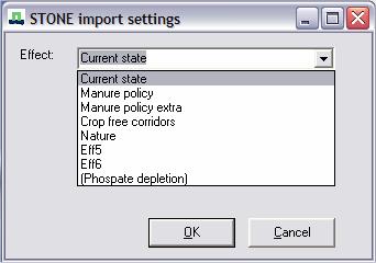 Stap 6: Selecteer het uitgepakte bestand met STONE gegevens (RAO?.csv). Kies in het volgende menu voor Current state, dit zijn de huidige uitspoelingscijfers, zoals berekend door STONE.