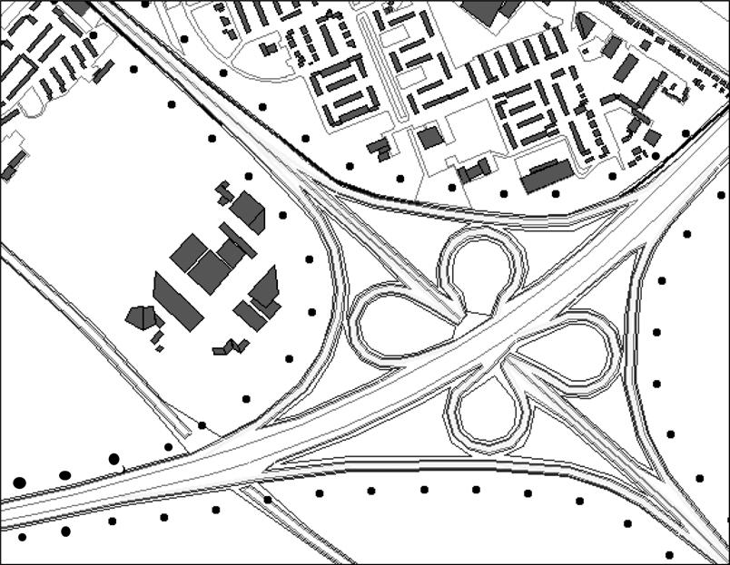 Figuur 3 Schematische weergave referentiepunten bij een knooppunt Jaarlijks controleert ( monitort ) de beheerder (Rijkswaterstaat voor de rijkswegen) of de geluidproductie niet hoger is geweest dan