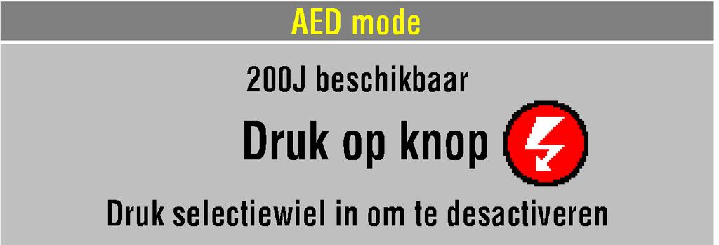 Therapie U ziet en hoort HOUD AFSTAND, DRUK IN VOOR SCHOK ( ) gevolgd door een toon klaar voor de schok. De LED Schok knippert.