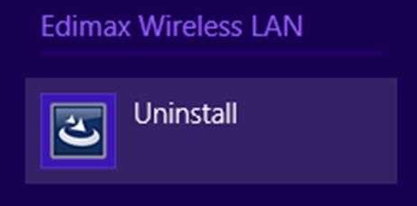 2. Lokaliseer de categorie Edimax Draadloze LAN, selecteer "Uninstall" (installatie ongedaan