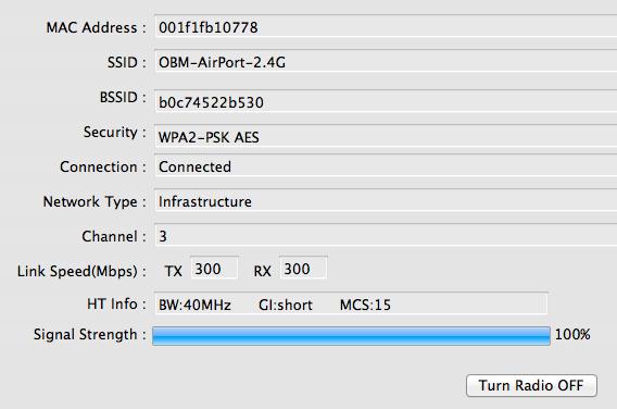 VI-3. Mac: Draadloze Utility De draadloze utility biedt functies om uw verbinding te monitoren en configureren.