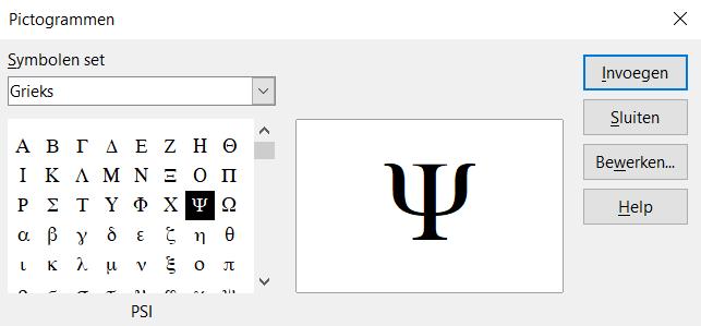 Voor een Grieks teken in kleine letters, typt u een percentage % en dan de Engelse naam van het teken met kleine letters. Bijvoorbeeld, het intypen van %lambda maakt het Griekse teken λ.
