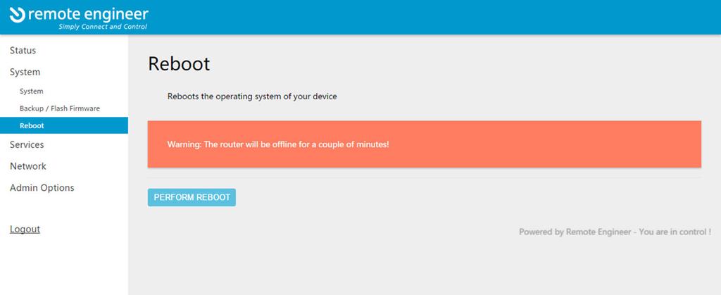 Systeem Reboot In dit scherm geeft u het