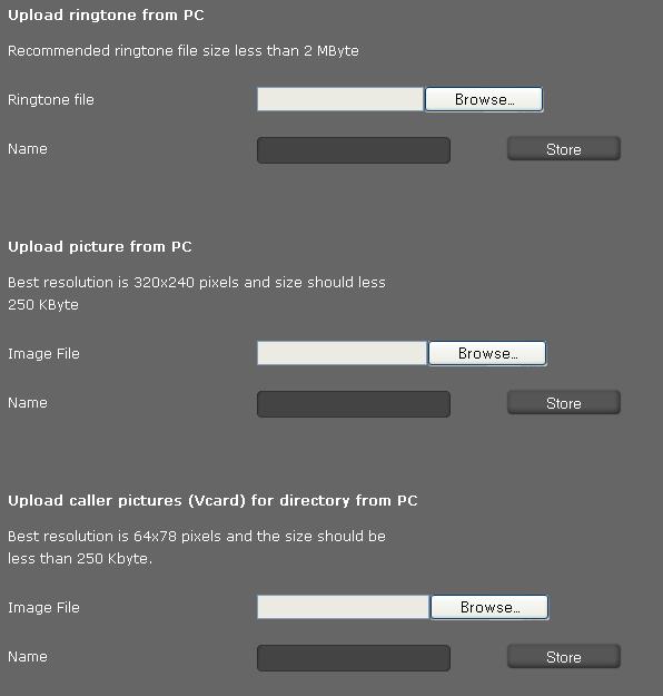 Instellingen van de telefoon via de webconfigurator Belsignalen en afbeeldingen laden U kunt belsignalen en afbeeldingen vanuit de PC in de mediamap van het toestel laden.