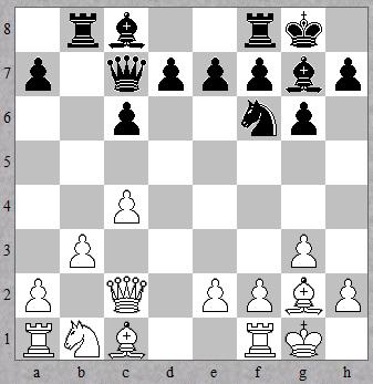 Een partij uit de Interne competitie 07-03-2013. Wit: Karl Schubert Zwart: Ray Kuryliw 1.Pf3, c5 2.d4, cxd4 3.