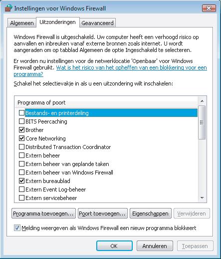 Voer in het veld Naam: een beschrijving in, bijvoorbeeld Brother PC-Fax. 2. Voer in het veld Poortnummer: 54926 in. 3. Controleer of UDP is ingeschakeld.