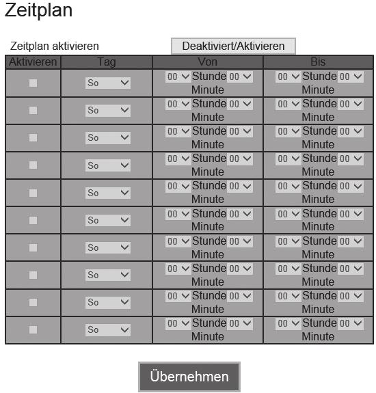 Zeitplan (2.4G / 5G) Diese Option steht für das 2.4G und 5G Band zur Verfügung.