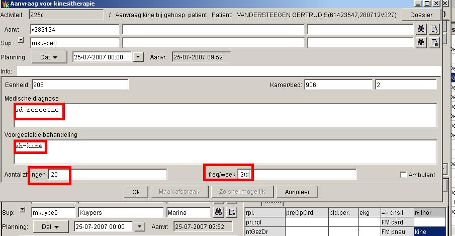 Onze vaste kinesiste is voor 0.2 VTE aan de PAZA is toegewezen.