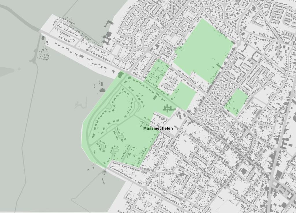 4.3.3 Open ruimte PLANGEBIED Nationaal Park Hoge Kempen GROEN KARAKTER (+ WOONGEBIED) Figuur 4-16 Groen karakter van het plangebied als overgang naar Nationaal Park Hoge Kempen Het plangebied is een