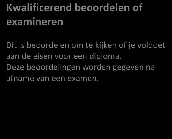 2.8 Informatie over de beoordeling Tijdens je opleiding heb je te maken met twee soorten beoordelingen: ontwikkelingsgericht en kwalificerend.