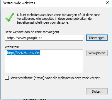 vertrouwde websites.