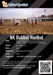NK BUBBELVOETBAL + KIDSTOERNOOI 17 JUNI 2017 Zaterdag 17 juni wordt het jaarlijkse NK Bubbelvoetbal gehouden. Dit jaar op het sportpark van v.v. Bunnik 73.