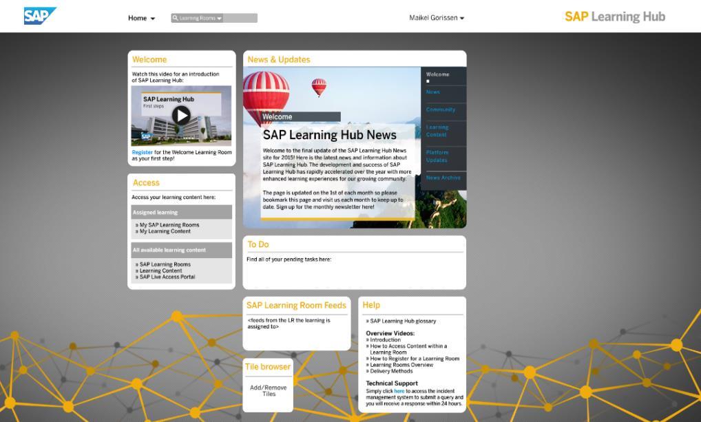 SAP Learning Hub A cloud-based learning platform SAP Learning Rooms Gestructureerde samenwerking met andere SAP Professionals en SAP Trainers.