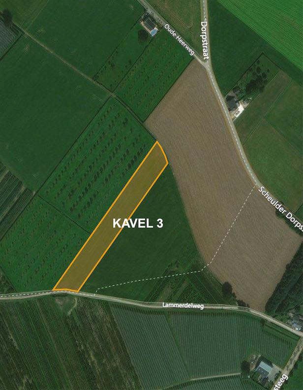 Kavel 3 De kavel bestaat uit één kadastraal perceel met een oppervlakte van 0.97.57 ha.
