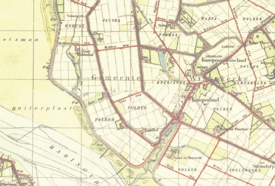 Historie In 1841 werd de zandplaat "Onrust" bedijkt en werd de polder gevormd. De polder is sindsdien gebruikt voor agrarische doeleinden.