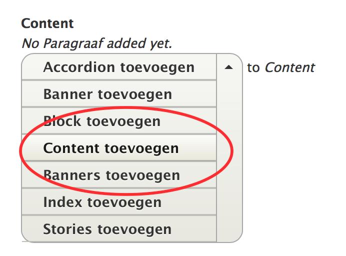 Stap 3 Op de betreffende afdeling content pagina, een activiteit of