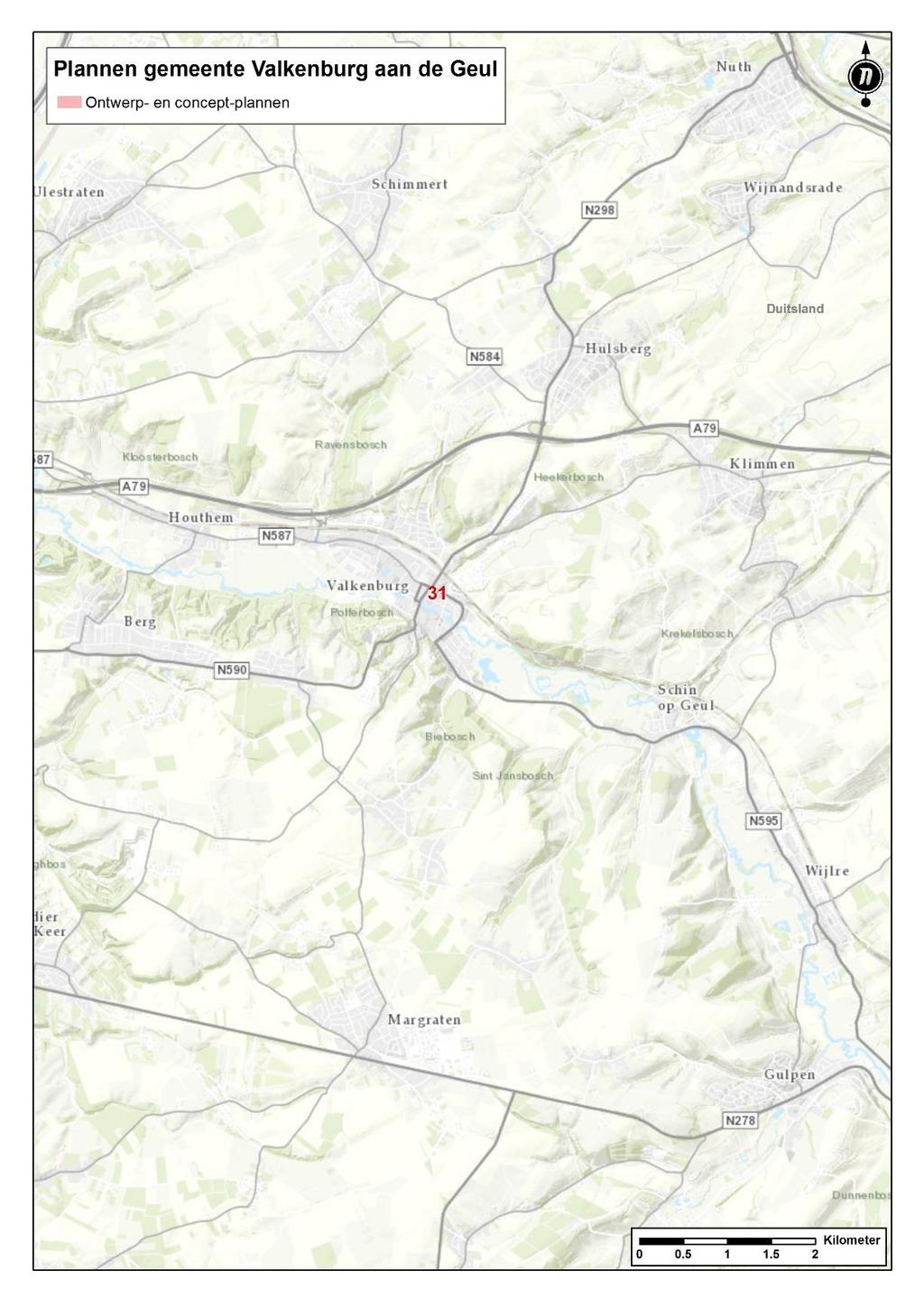 3.8 Gemeente Valkenburg aan de Geul Op onderstaande kaart is het enige plan weergegeven dat in de gemeente Valkenburg aan de Geul is geïdentificeerd als relevant plan.