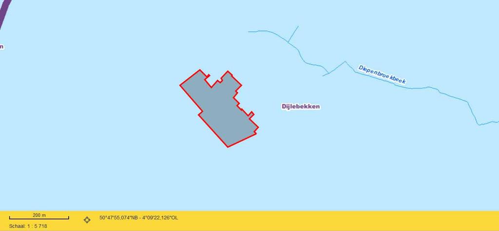 5: Bodemkaart met aanduiding van het onderzoeksgebied (https://www.dov.vlaanderen.be/) In het noordwesten van het projectgebied komt een droge leembodem zonder profiel voor (Abp(c)).