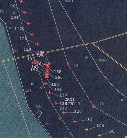 Radarplot tussen 05.10 uur en 05.19 uur. De Nada V Na het Nauw van Bath zette de Nada V koers richting boei 81. Het schip ging volle kracht lopen en bouwde langzaam snelheid op.