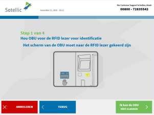 10. Plaats uw OBU voor de RFID lezer voor identificatie.