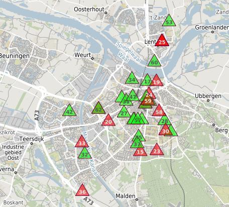 Fase 1: Gebiedsafbakening Om een gedegen vergelijking te kunnen maken tussen de sensordata van de binnensteden van Utrecht en Nijmegen, was het noodzakelijk om voor beide steden een selectiegebied in