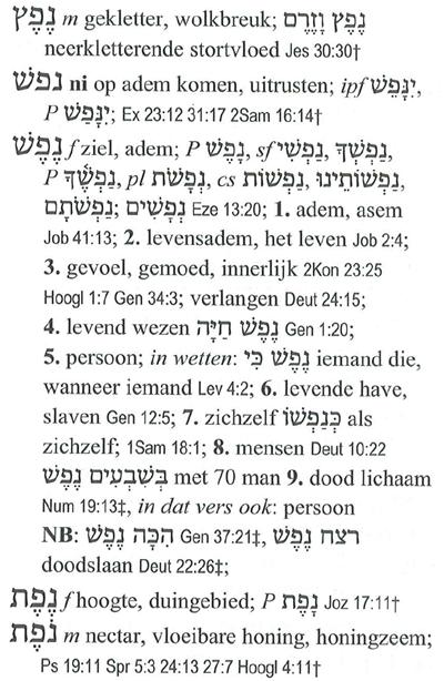 ?נפש Vraag 3: Wat betekent Hoe kunnen we de betekenis van een Bijbels-Hebreeuws woord nagaan?