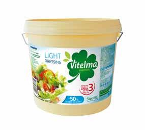 Deze light dressing bevat geen eigeel. Vitelma Dressing Light is een goede bron van Omega 3.