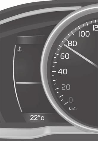 Als de auto met een snelheid van maximaal 7 km/h rijdt, gaat het informatiesymbool branden. Als de auto met een snelheid van maximaal 7 km/h rijdt, gaat het waarschuwingssymbool branden.