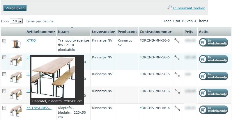 1.3 Het zekresultaat Afbeelding 3: Zekresultaat Hudt de cursr bven de afbeelding m een grtere afbeelding te tnen Klik p het artikelnummer m de details van een artikel te bekijken