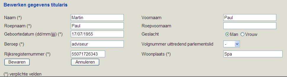 3.5 Bijvoorbeeld: Nadat je de kandidaten hebt ingegeven, krijg je een overzichtslijst: Met de <DETAILS>-knop,