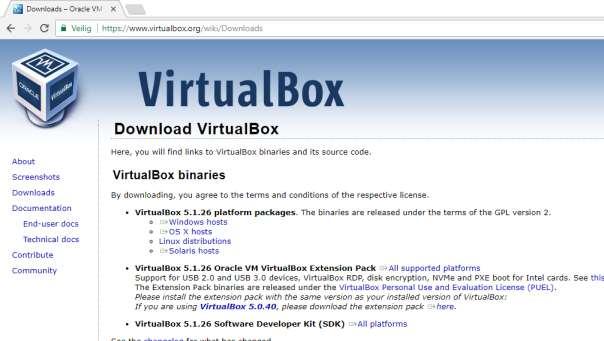 1 VirtualBox downloaden VirtualBox bestaat zowel voor het Windows, Linux als Apple platform. Je kan het pakket downloaden vanaf de website http://www.virtualbox.org.