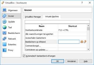 Afhankelijk van het type virtuele machine kunnen je muis en klavier gevangen genomen worden in de virtuele machine.